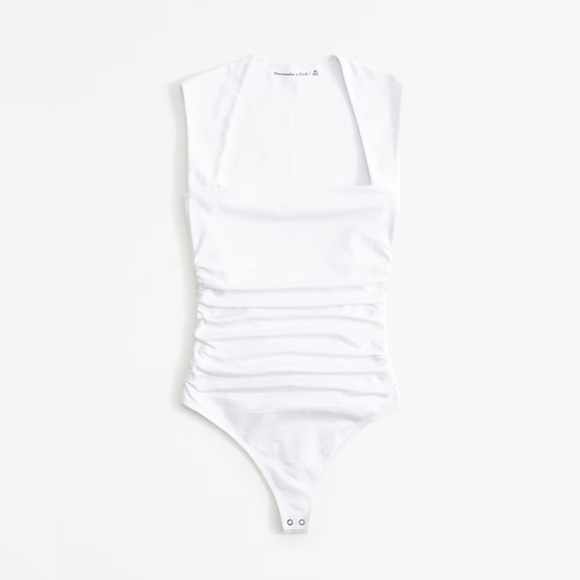 Abercrombie & Fitch Tops - Abercrombie & Fitch Ava Cotton Blend Seamless Fabric Ruchet White Bodysuit